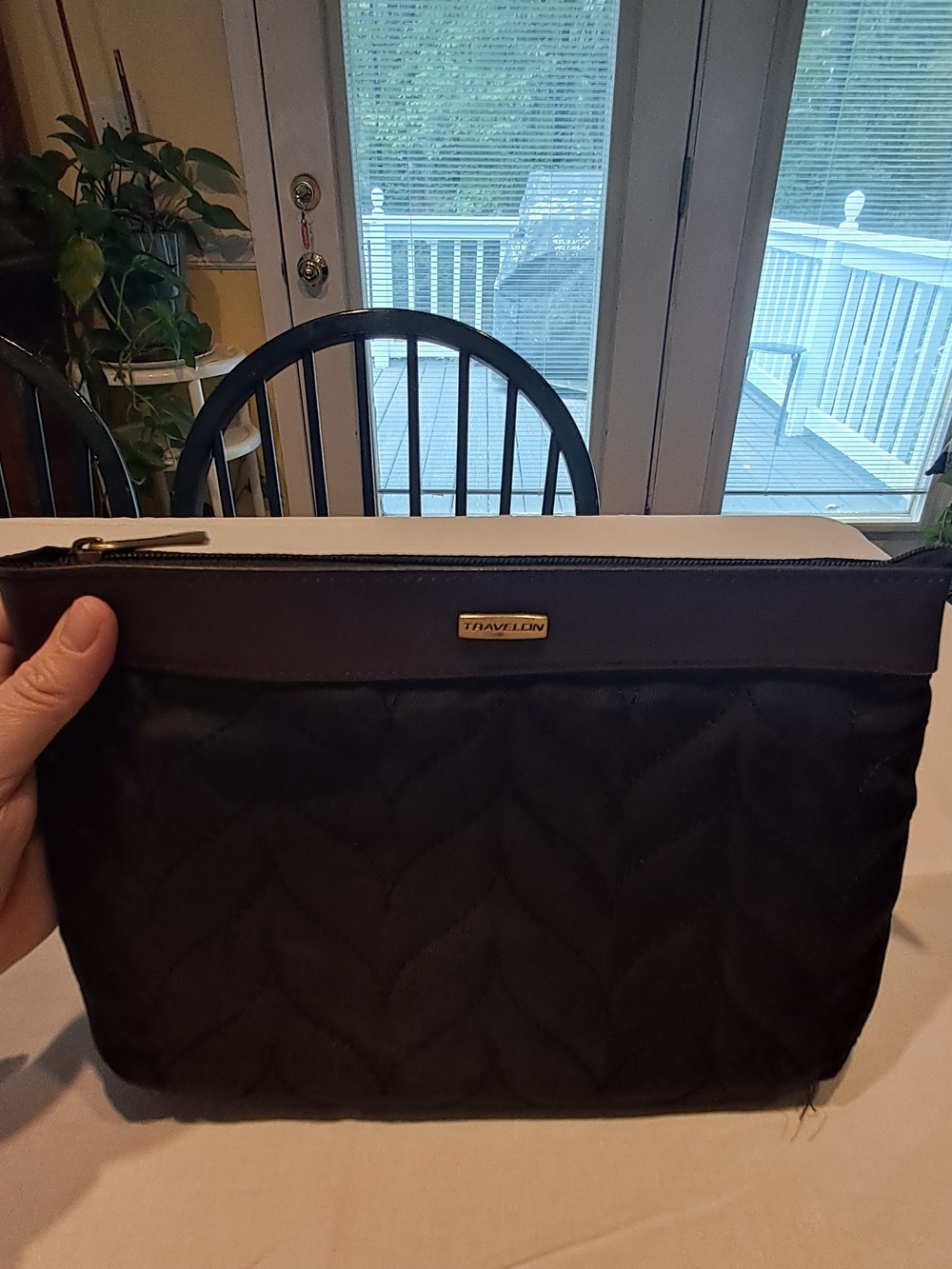 Travelon Quilted Black Zip Pouch With Flashlight
